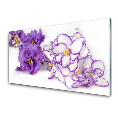 Tableaux sur verre acrylique Fleurs floral violet blanc