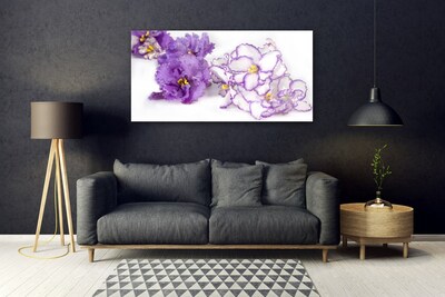 Tableaux sur verre acrylique Fleurs floral violet blanc