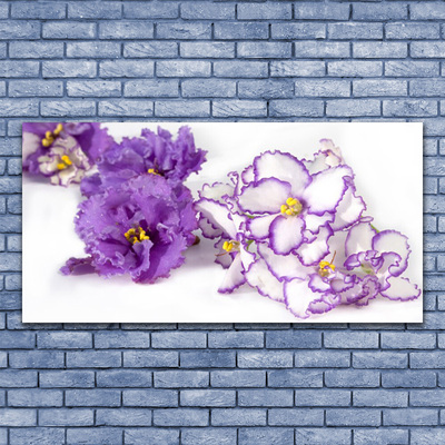 Tableaux sur verre acrylique Fleurs floral violet blanc