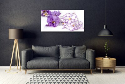 Tableaux sur verre acrylique Fleurs floral violet blanc