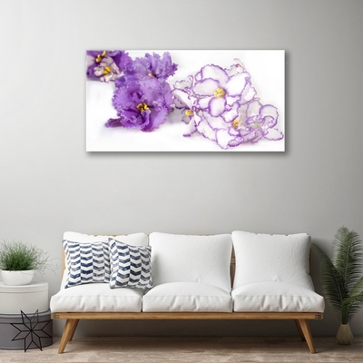 Tableaux sur verre acrylique Fleurs floral violet blanc