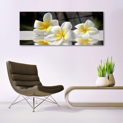 Tableaux sur verre acrylique Fleurs floral blanc jaune