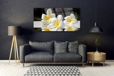 Tableaux sur verre acrylique Fleurs floral blanc jaune