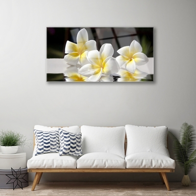 Tableaux sur verre acrylique Fleurs floral blanc jaune