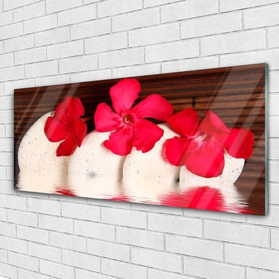 Tableaux sur verre acrylique Fleurs pierres floral rouge blanc