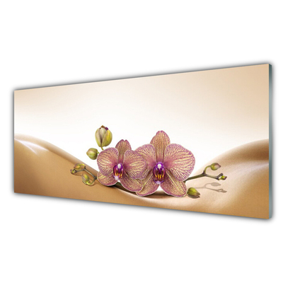 Tableaux sur verre acrylique Arbres floral brun rose