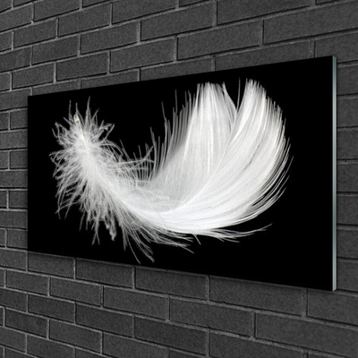 Tableaux sur verre acrylique Plume art blanc