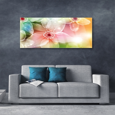 Tableaux sur verre acrylique Fleurs art multicolore