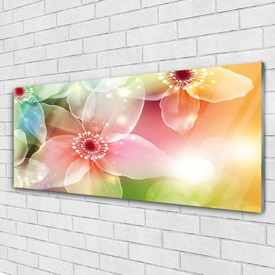 Tableaux sur verre acrylique Fleurs art multicolore