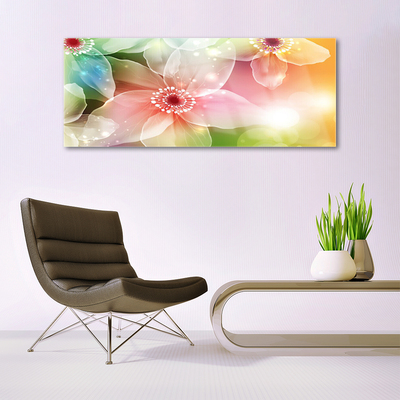 Tableaux sur verre acrylique Fleurs art multicolore