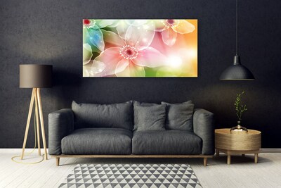 Tableaux sur verre acrylique Fleurs art multicolore