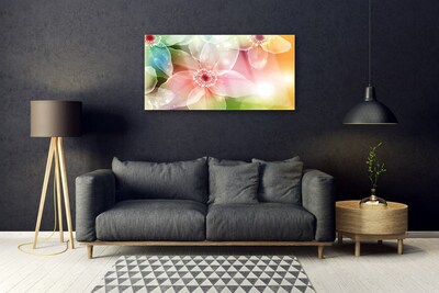 Tableaux sur verre acrylique Fleurs art multicolore