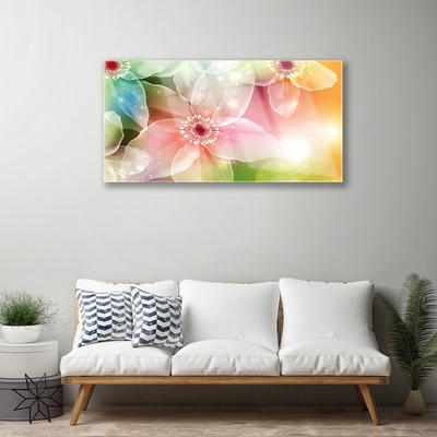 Tableaux sur verre acrylique Fleurs art multicolore