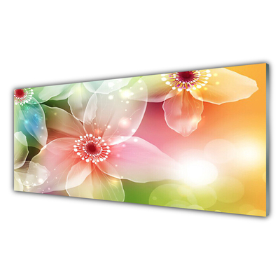 Tableaux sur verre acrylique Fleurs art multicolore