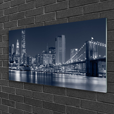 Tableaux sur verre acrylique Ville pont architecture bleu