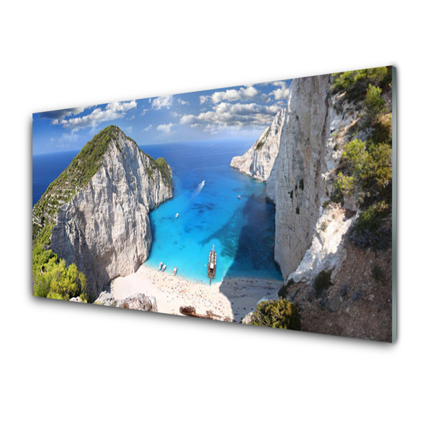 Tableaux sur verre acrylique Golfe paysage gris bleu brun vert
