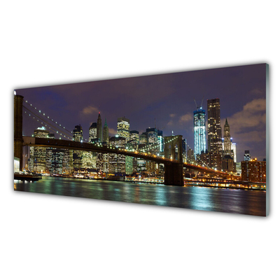 Tableaux sur verre acrylique Pont ville architecture gris brun bleu