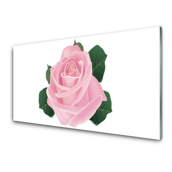 Tableaux sur verre acrylique Rose floral rose vert