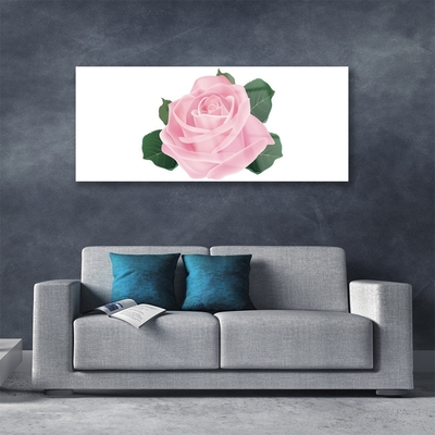 Tableaux sur verre acrylique Rose floral rose vert