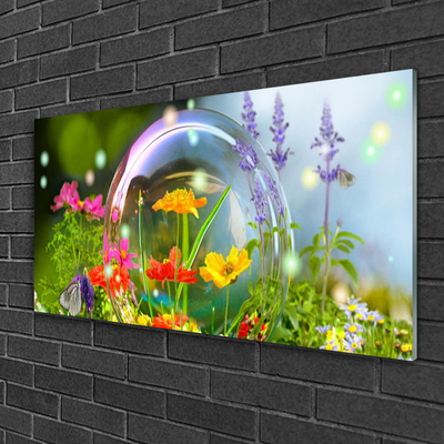 Tableaux sur verre acrylique Fleurs nature multicolore