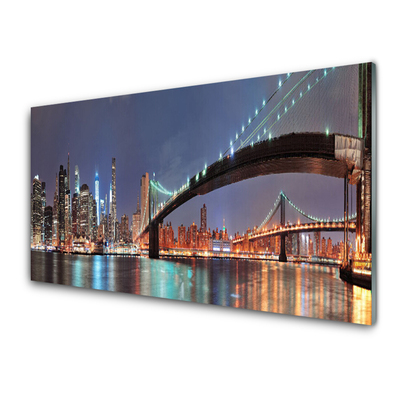 Tableaux sur verre acrylique Ville pont architecture bleu brun noir gris