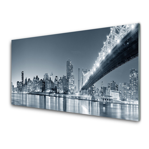 Tableaux sur verre acrylique Pont ville architecture gris