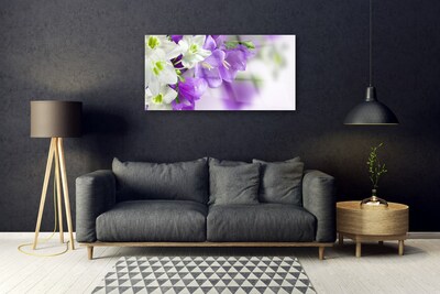 Tableaux sur verre acrylique Fleurs floral violet blanc