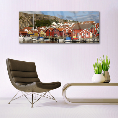 Tableaux sur verre acrylique Ville paysage brun blanc