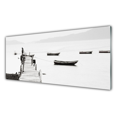 Tableaux sur verre acrylique Bateaux pont architecture gris blanc
