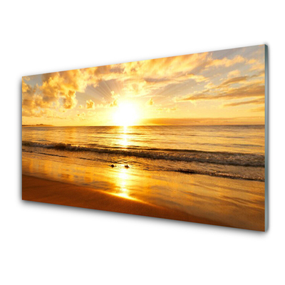 Tableaux sur verre acrylique Soleil mer paysage jaune
