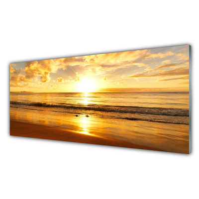 Tableaux sur verre acrylique Soleil mer paysage jaune