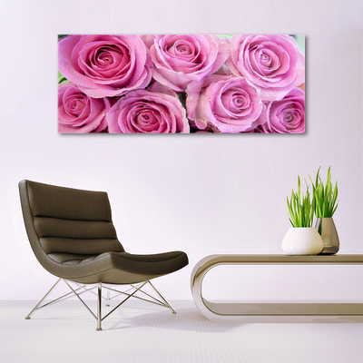 Tableaux sur verre acrylique Roses floral rose