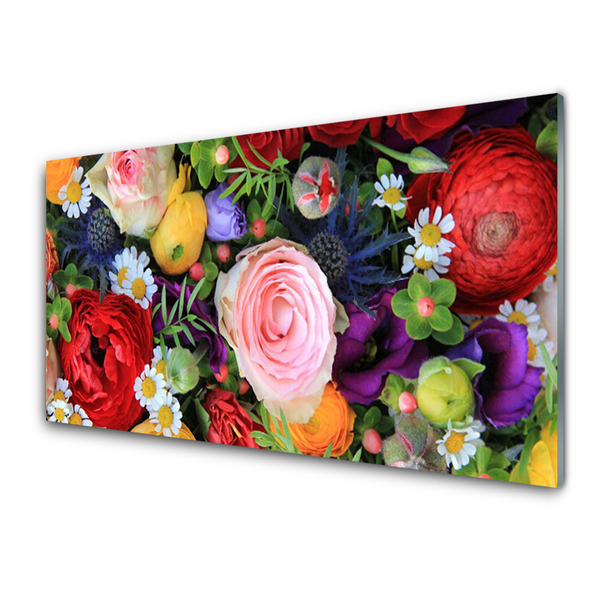 Tableaux sur verre acrylique Fleurs floral multicolore