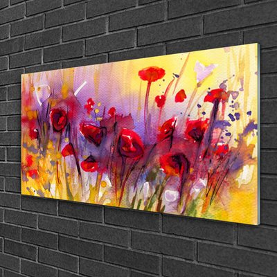 Tableaux sur verre acrylique Fleurs art multicolore