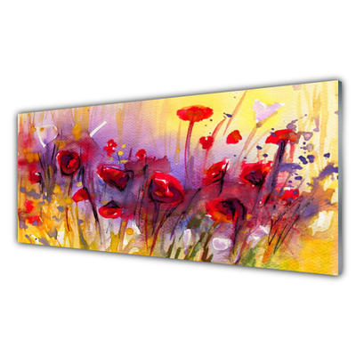 Tableaux sur verre acrylique Fleurs art multicolore