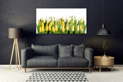 Tableaux sur verre acrylique Tulipes floral jaune vert