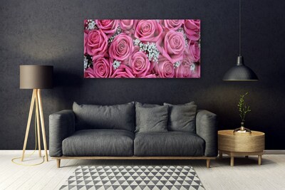 Tableaux sur verre acrylique Roses floral rose