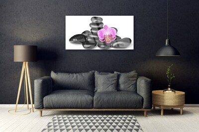 Tableaux sur verre acrylique Fleurs pierres art rose noir