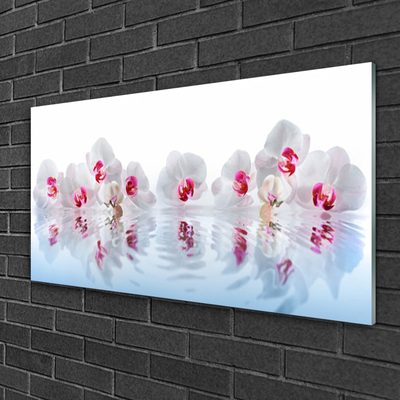 Tableaux sur verre acrylique Fleurs art blanc rouge