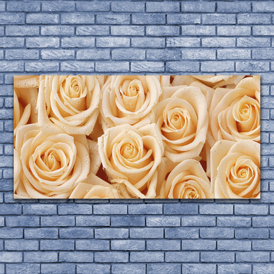 Tableaux sur verre acrylique Roses floral jaune