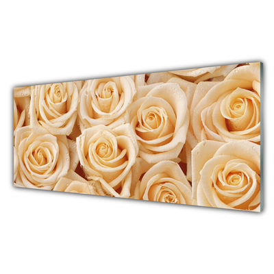 Tableaux sur verre acrylique Roses floral jaune
