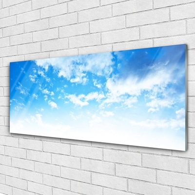 Tableaux sur verre acrylique Ciel paysage bleu blanc