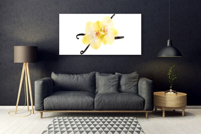 Image sur verre acrylique Fleurs floral blanc jaune brun