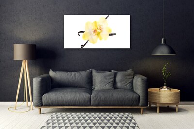 Image sur verre acrylique Fleurs floral blanc jaune brun