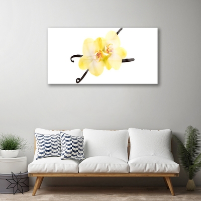 Image sur verre acrylique Fleurs floral blanc jaune brun