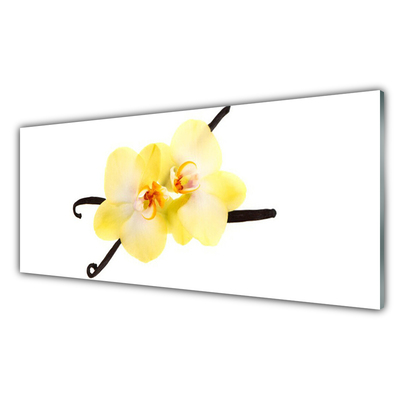 Image sur verre acrylique Fleurs floral blanc jaune brun