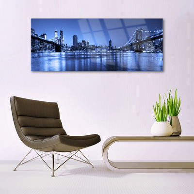 Image sur verre acrylique Pont ville architecture violet