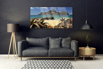 Image sur verre acrylique Plage rochers mer paysage brun bleu gris