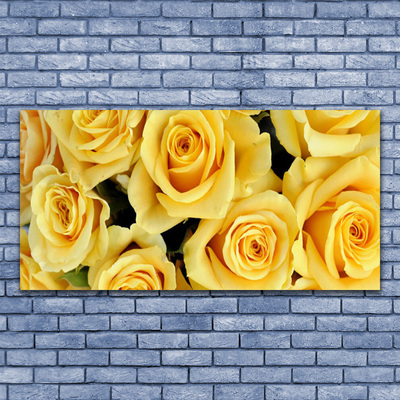 Image sur verre acrylique Roses floral jaune