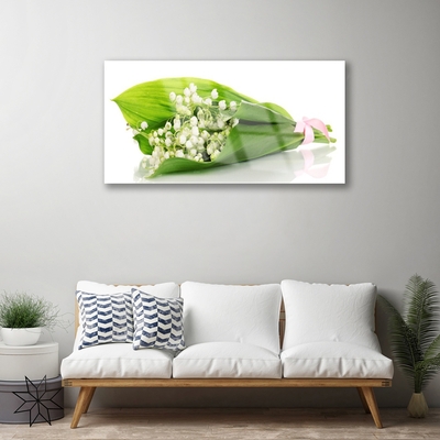 Image sur verre acrylique Fleurs floral blanc vert